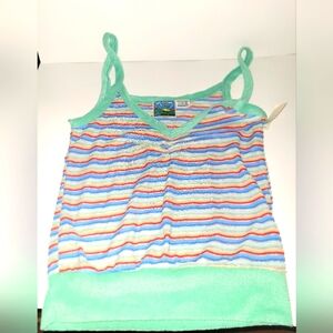 VTG 70s 80s tank top NWT women's sz Med multi color stripes soft Terry cloth